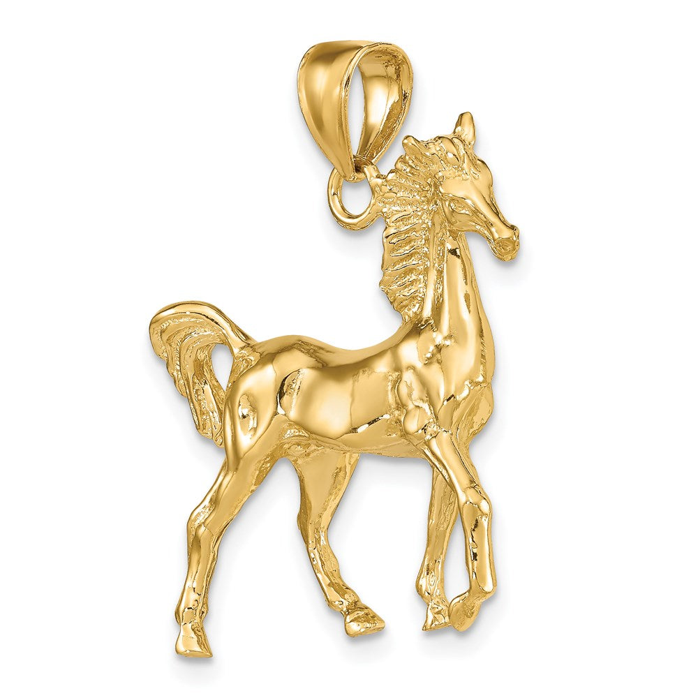 Million Charms 14K Yellow Gold Themed 3-D Polished Horse Charm