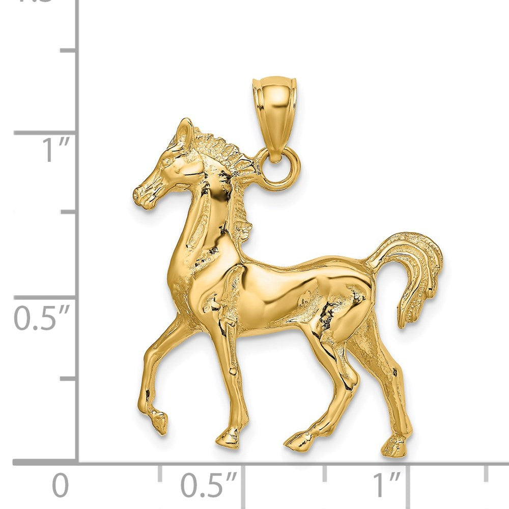 Million Charms 14K Yellow Gold Themed 3-D Polished Horse Charm