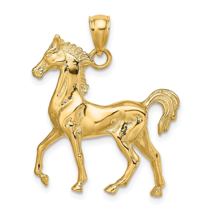 Million Charms 14K Yellow Gold Themed 3-D Polished Horse Charm