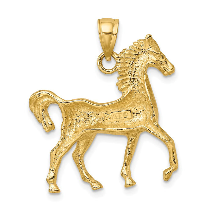 Million Charms 14K Yellow Gold Themed 2-D Polished Horse Charm