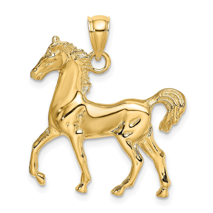 Million Charms 14K Yellow Gold Themed 2-D Polished Horse Charm