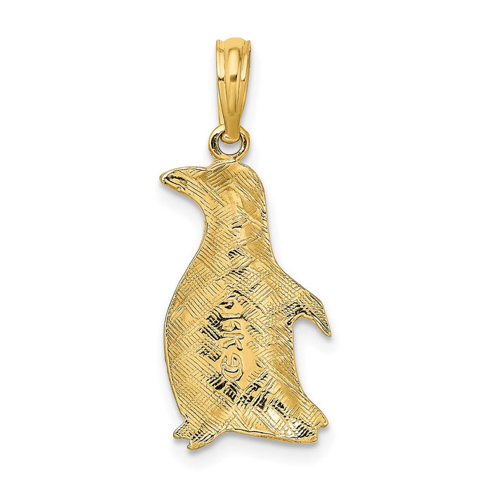 Million Charms 14K Yellow Gold Themed 2-D Polished & Engraved Penguin Charm