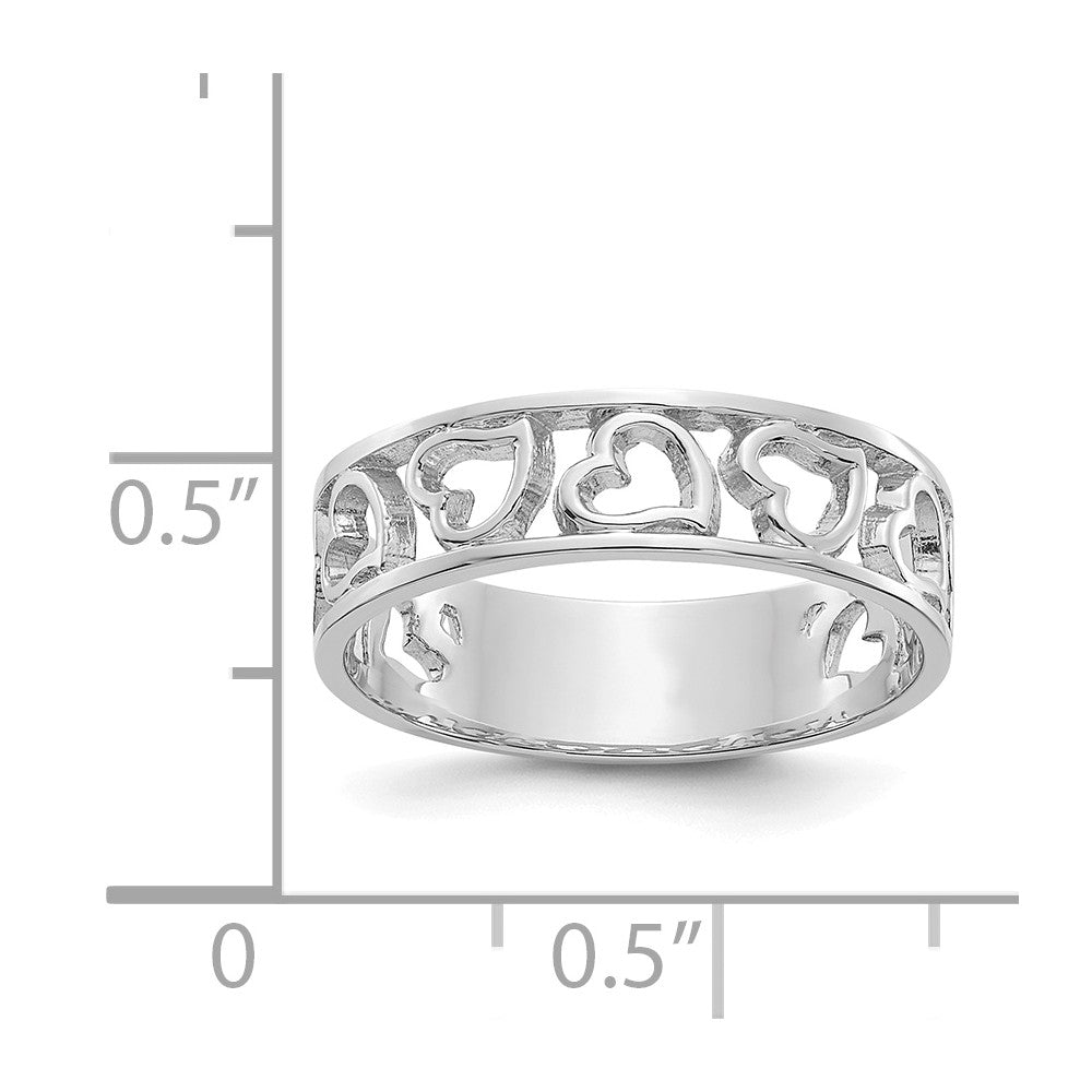 14k White Gold Heart Ring, Size: 6