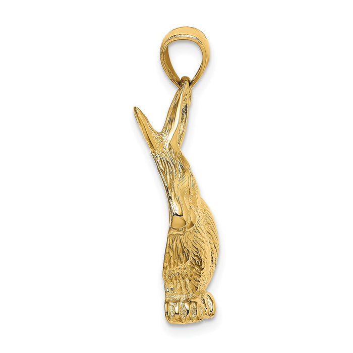 Million Charms 14K Yellow Gold Themed 2-D Textured Sitting Rabbit Charm