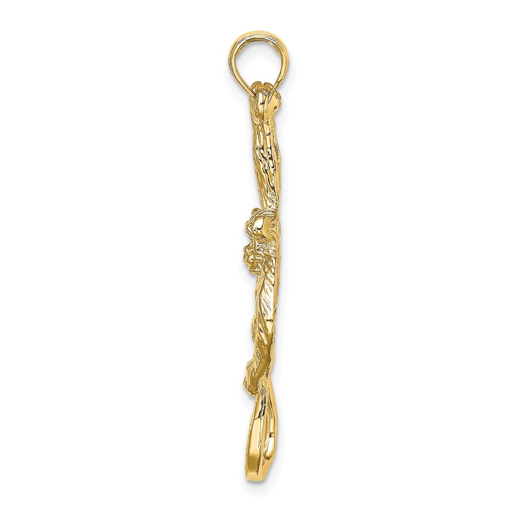 Million Charms 14K Yellow Gold Themed 2-D & Textured Hanging Monkey Charm