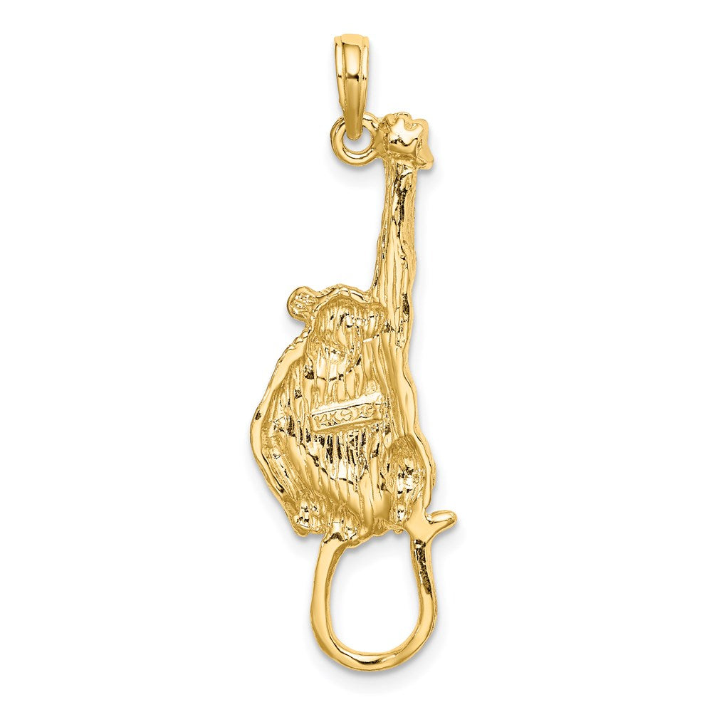 Million Charms 14K Yellow Gold Themed 2-D & Textured Hanging Monkey Charm