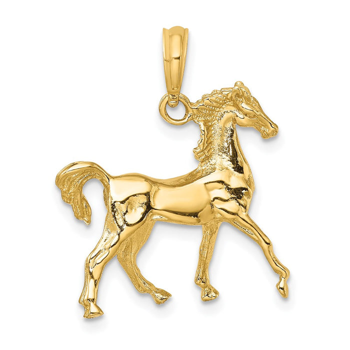 Million Charms 14K Yellow Gold Themed 3-D Horse Charm