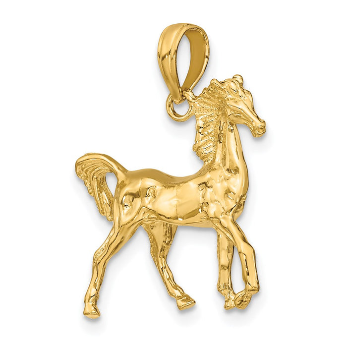 Million Charms 14K Yellow Gold Themed 3-D Horse Charm