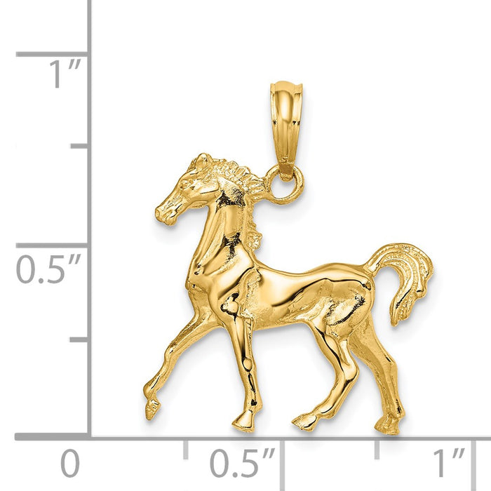 Million Charms 14K Yellow Gold Themed 3-D Horse Charm