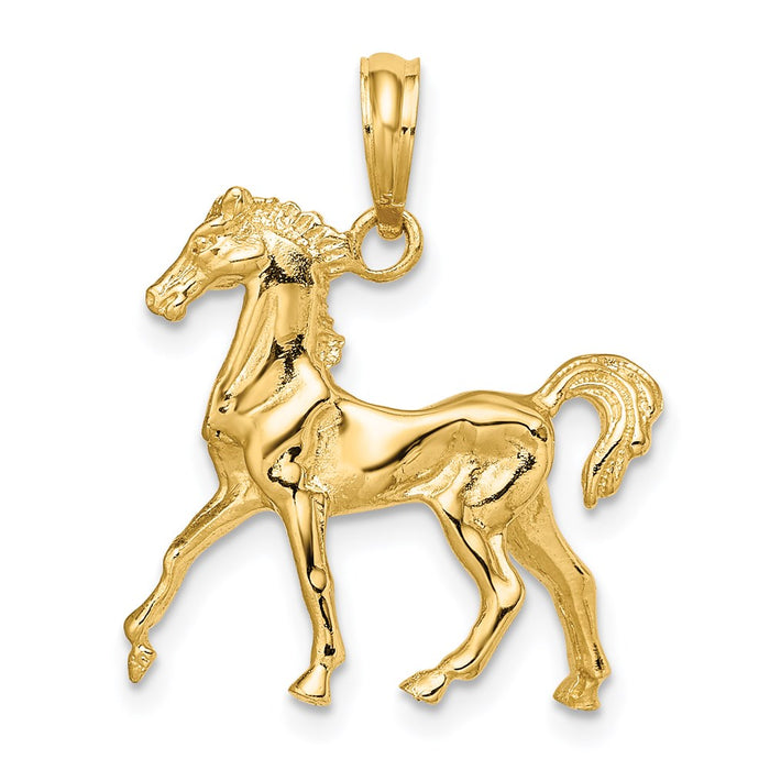 Million Charms 14K Yellow Gold Themed 3-D Horse Charm