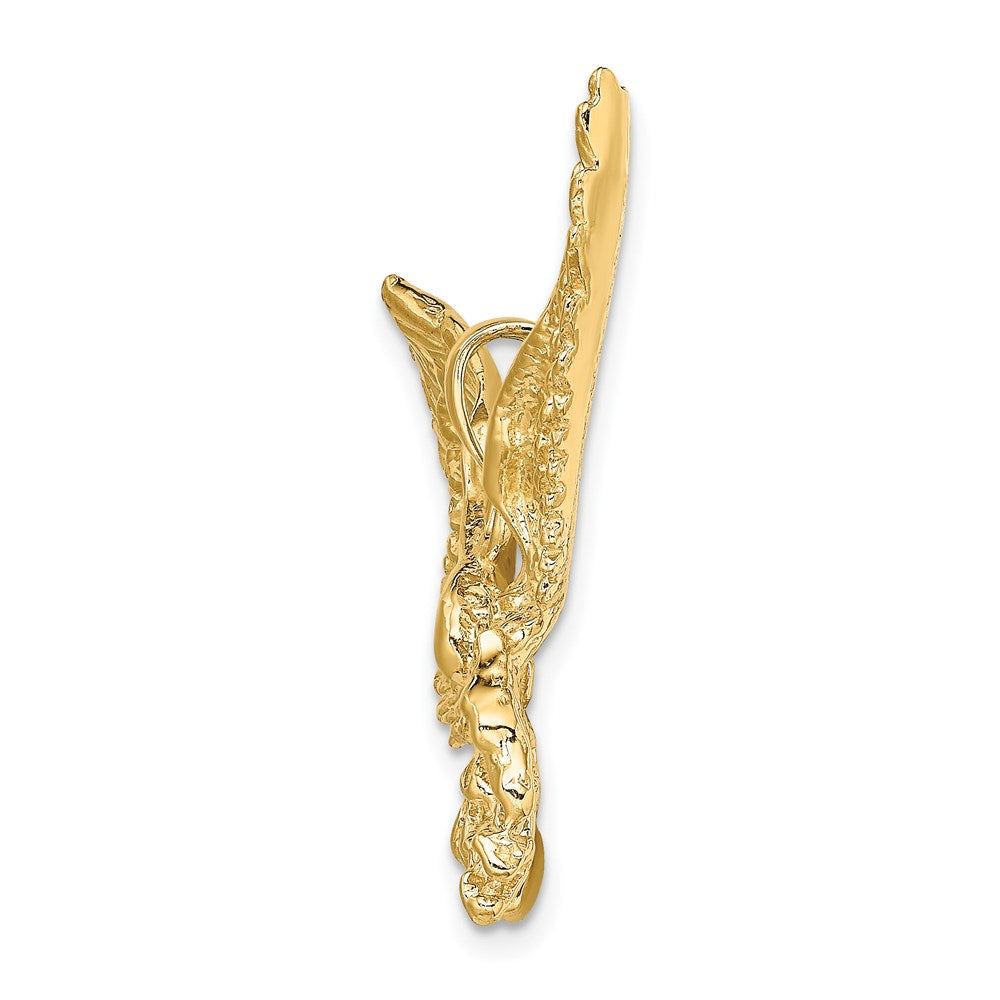 Million Charms 14K Yellow Gold Themed 2-D Eagle With Beak Touching Claws Charm