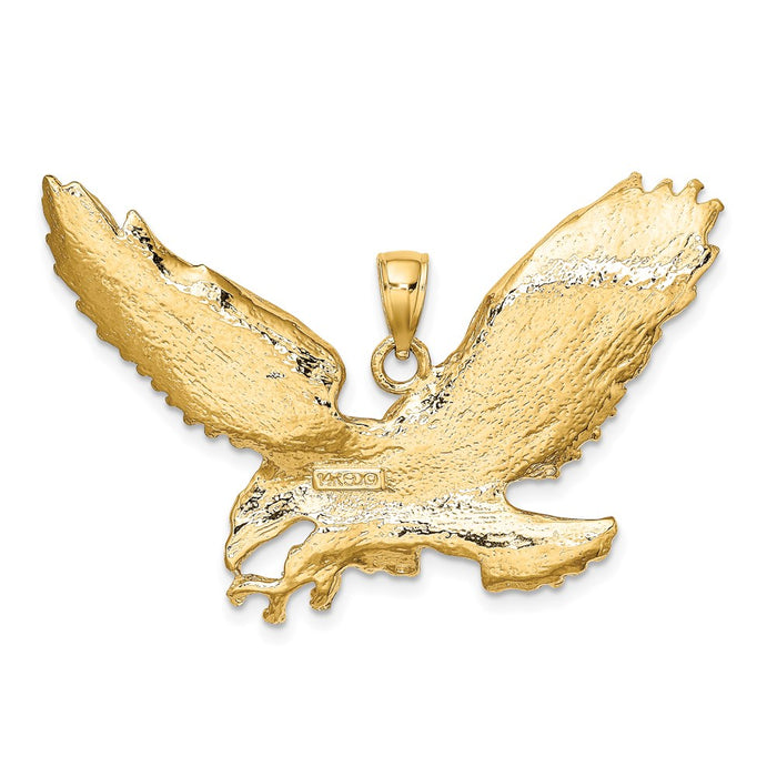 Million Charms 14K Yellow Gold Themed 2-D Eagle With Beak Touching Claws Charm