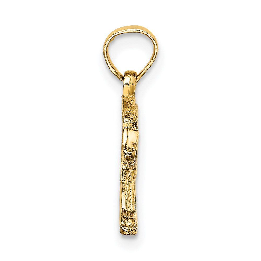 Million Charms 14K Yellow Gold Themed Textured Bear Charm