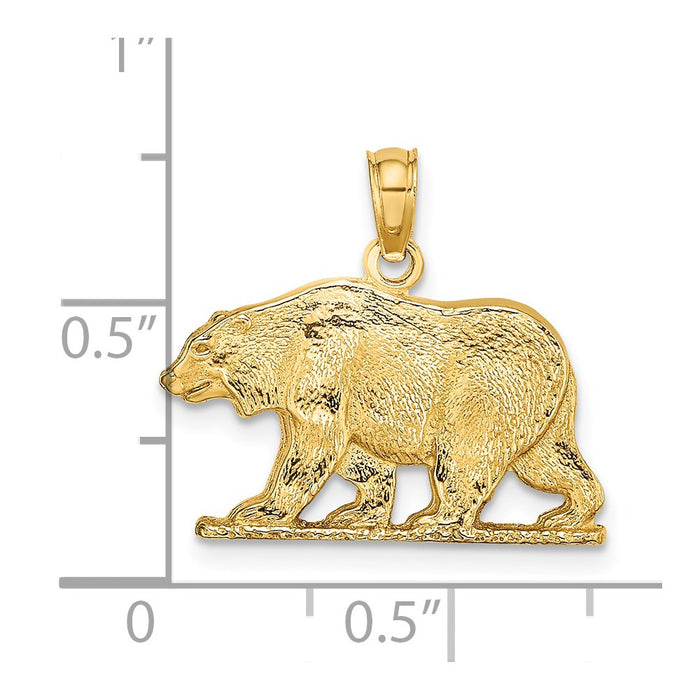 Million Charms 14K Yellow Gold Themed Textured Bear Charm