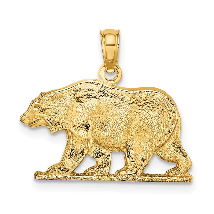 Million Charms 14K Yellow Gold Themed Textured Bear Charm