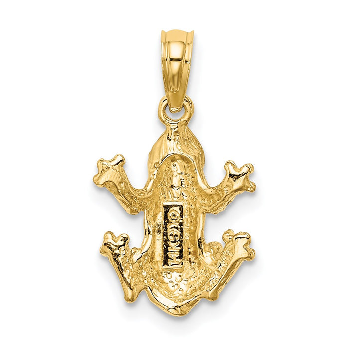 Million Charms 14K Yellow Gold Themed 2-D Textured Top View Frog Charm