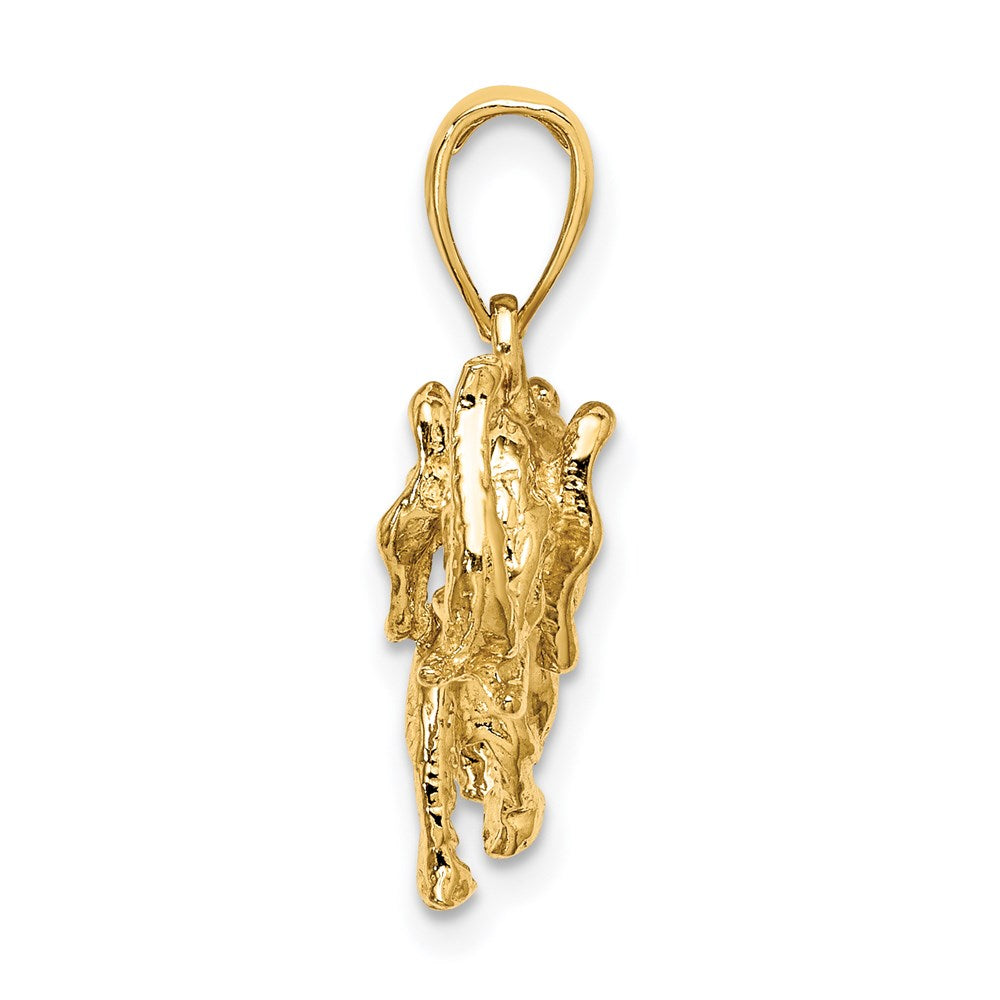 Million Charms 14K Yellow Gold Themed 3-D Elephant Profile With Tusk Charm