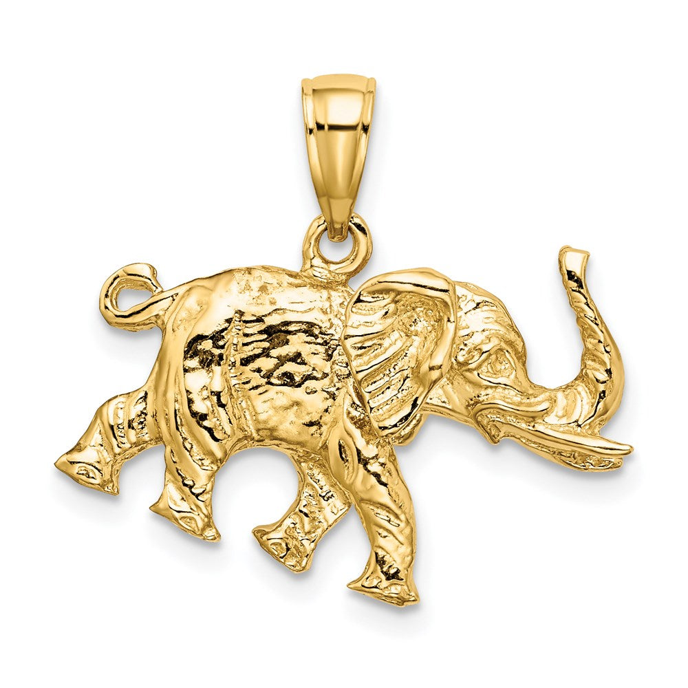 Million Charms 14K Yellow Gold Themed 3-D Elephant Profile With Tusk Charm