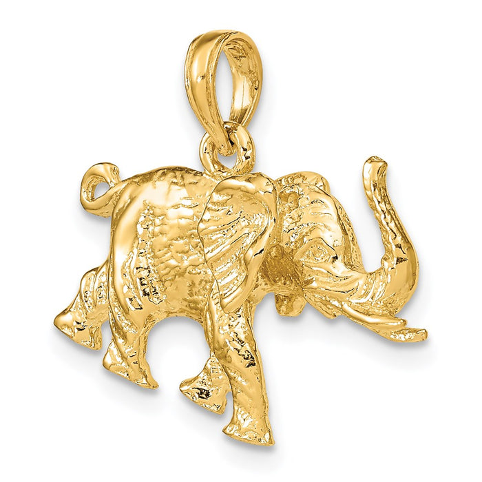 Million Charms 14K Yellow Gold Themed 3-D Elephant Profile With Tusk Charm