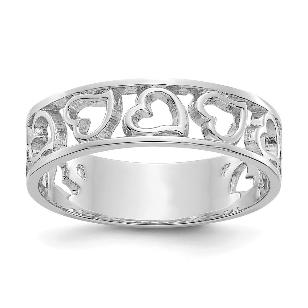 14k White Gold Heart Ring, Size: 6