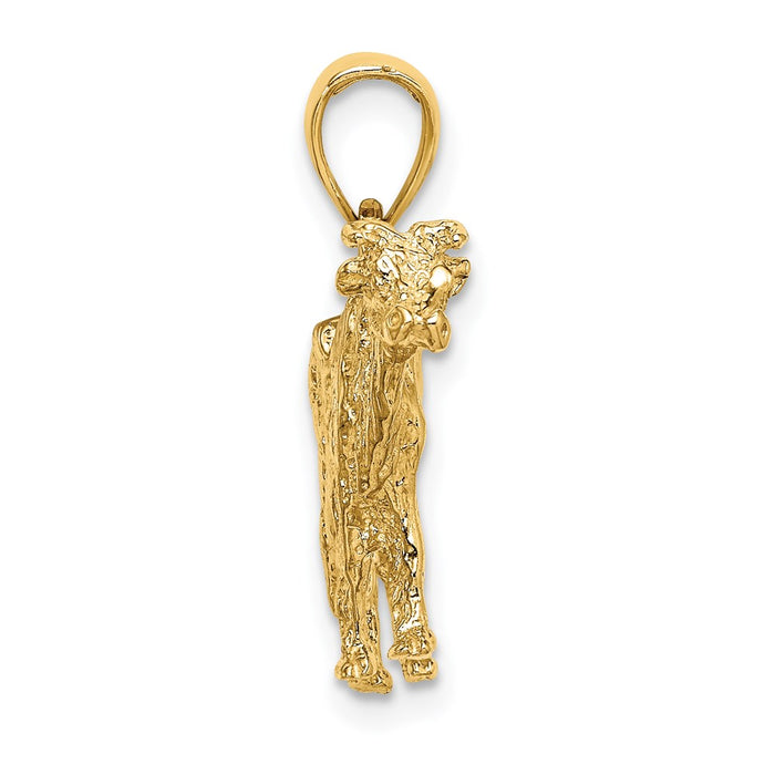 Million Charms 14K Yellow Gold Themed 3-D Cow Charm