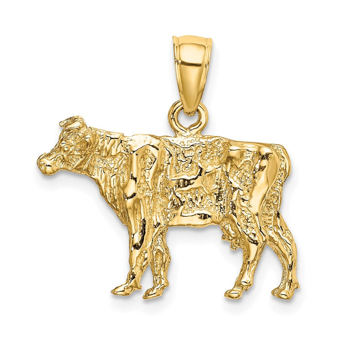 Million Charms 14K Yellow Gold Themed 3-D Cow Charm