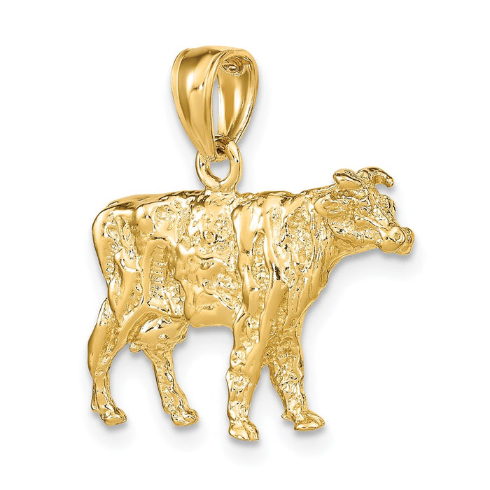 Million Charms 14K Yellow Gold Themed 3-D Cow Charm