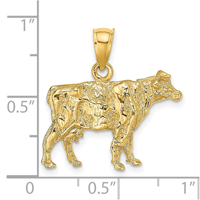 Million Charms 14K Yellow Gold Themed 3-D Cow Charm