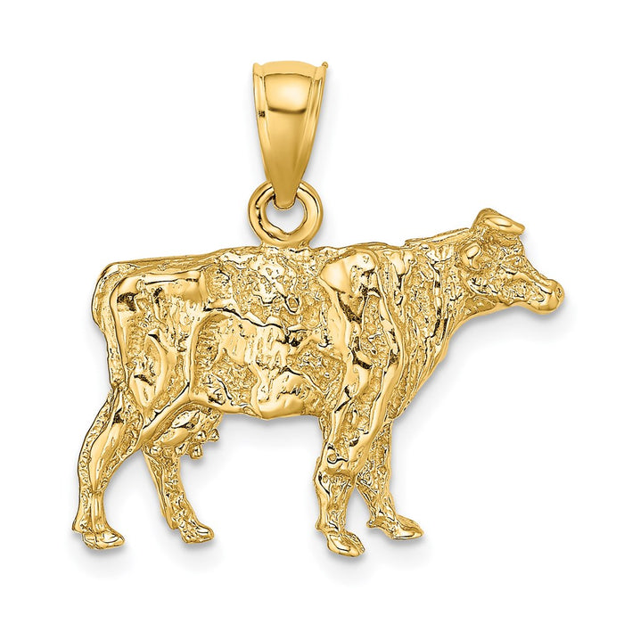 Million Charms 14K Yellow Gold Themed 3-D Cow Charm