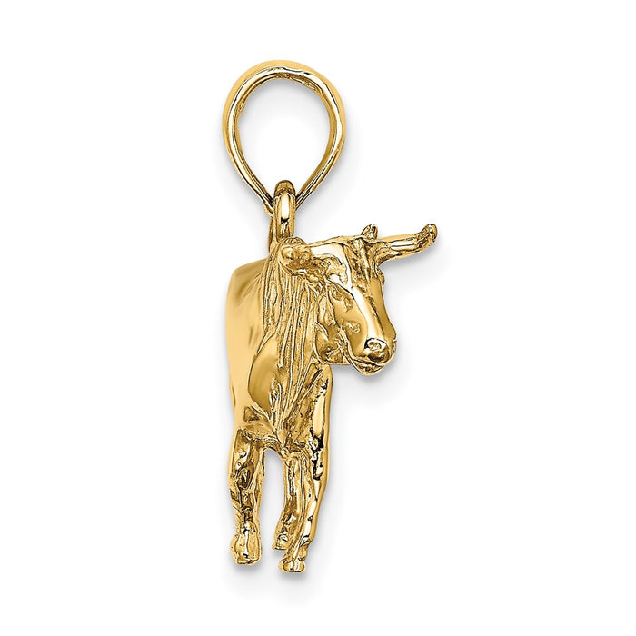 Million Charms 14K Yellow Gold Themed 3-D Bull With Horns Charm