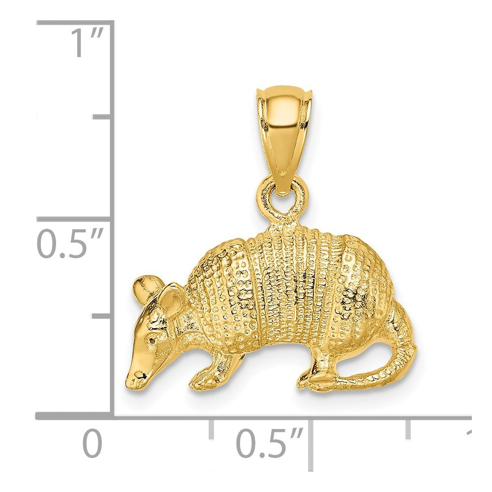 Million Charms 14K Yellow Gold Themed 3-D Armadillo Charm