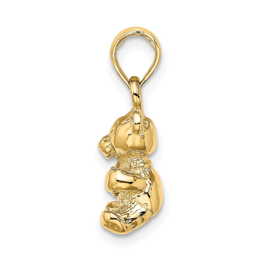 Million Charms 14K Yellow Gold Themed 3-D Teddy Bear With Bow Tie Charm