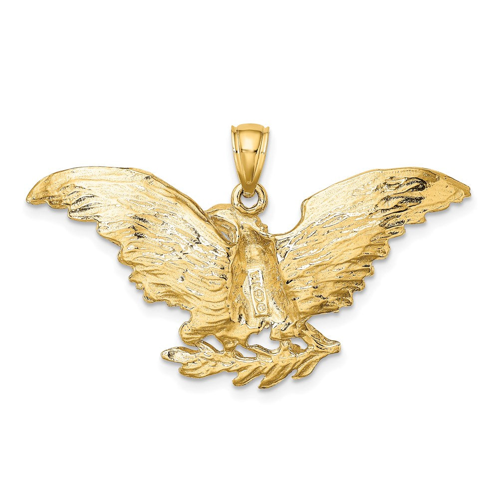 Million Charms 14K Yellow Gold Themed 2-D Eeagle With Wings Spread Charm