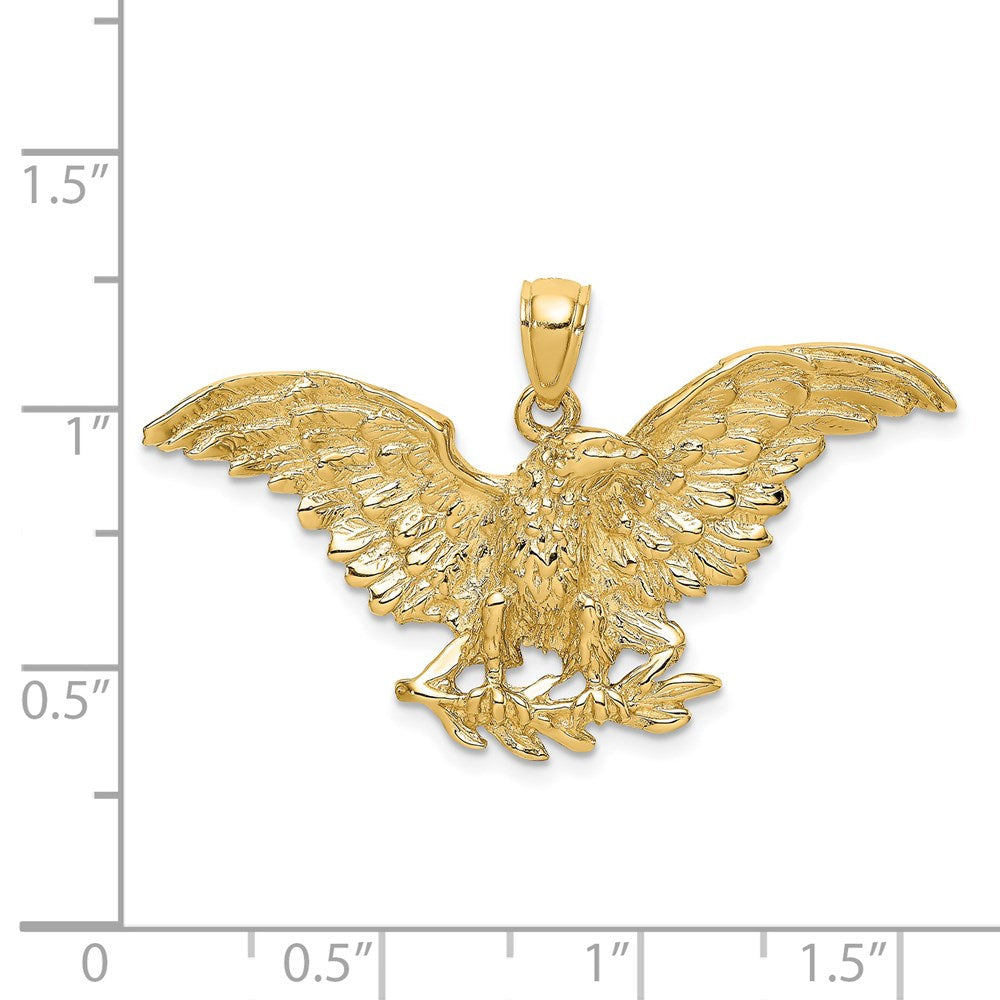 Million Charms 14K Yellow Gold Themed 2-D Eeagle With Wings Spread Charm