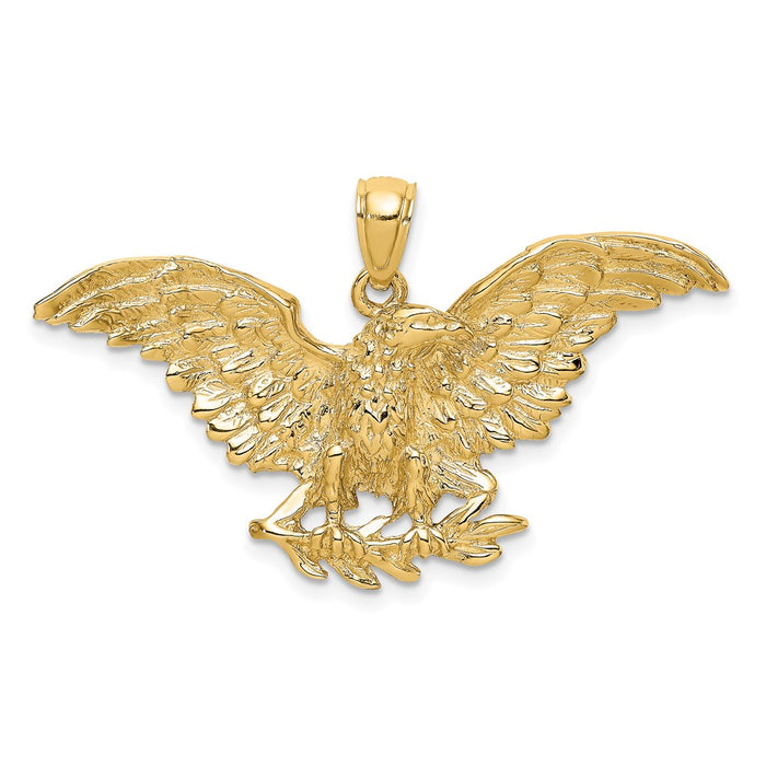 Million Charms 14K Yellow Gold Themed 2-D Eeagle With Wings Spread Charm