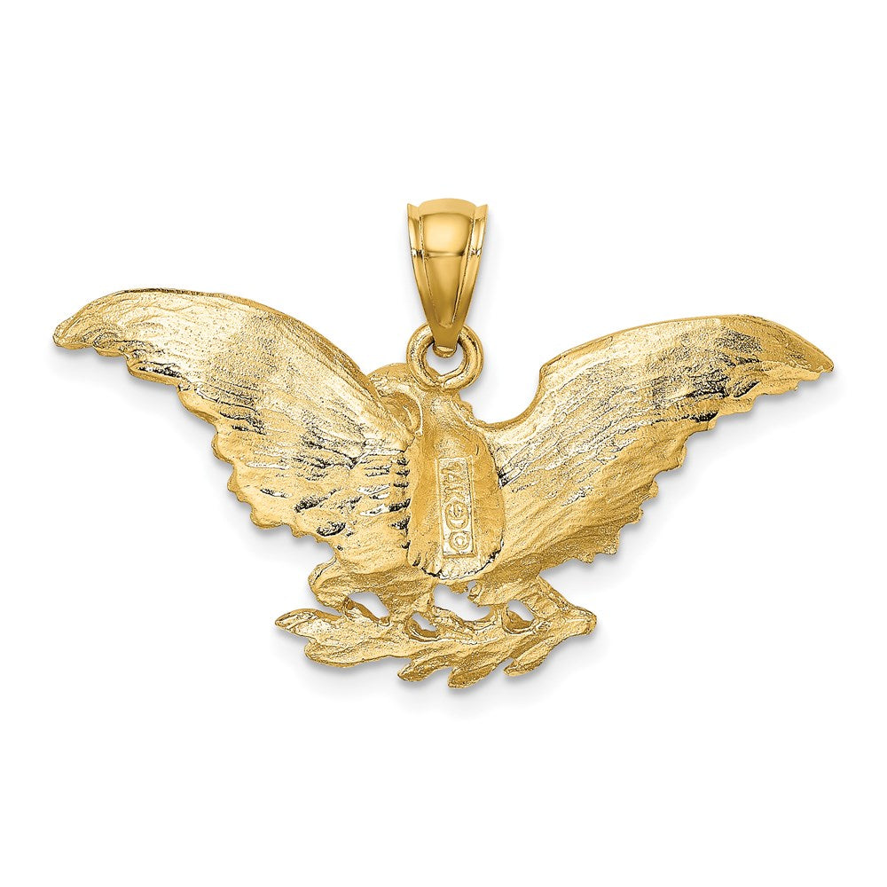 Million Charms 14K Yellow Gold Themed 2-D Eeagle With Wings Spread Charm