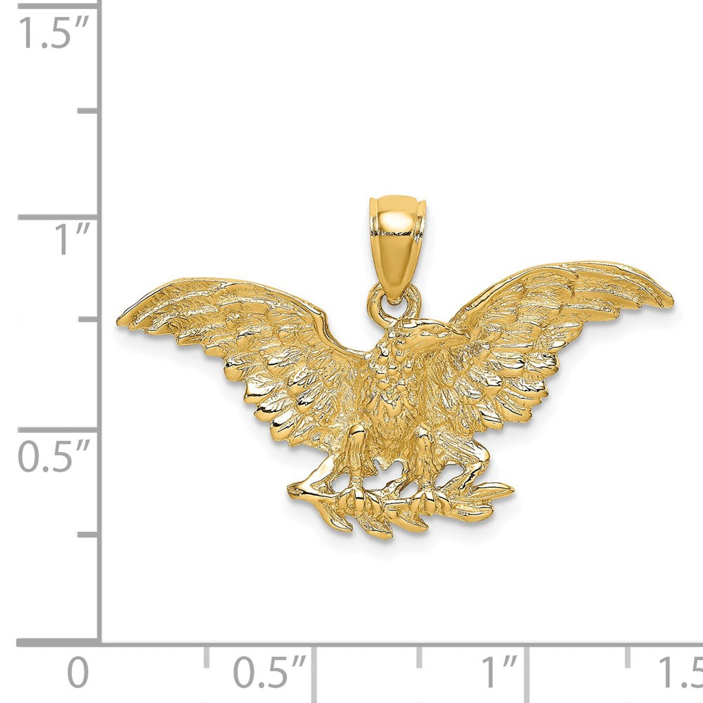 Million Charms 14K Yellow Gold Themed 2-D Eeagle With Wings Spread Charm