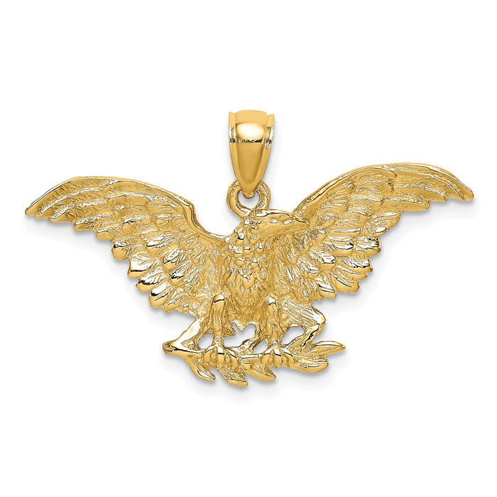 Million Charms 14K Yellow Gold Themed 2-D Eeagle With Wings Spread Charm