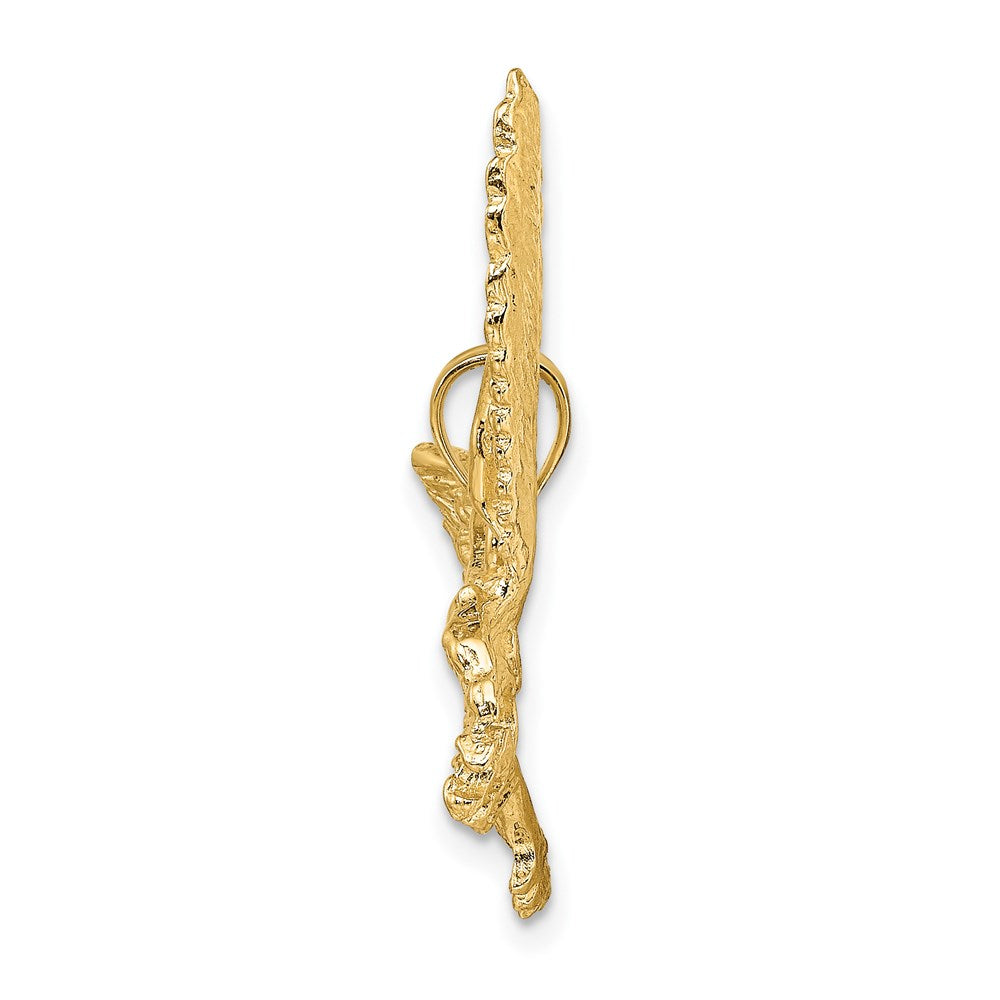 Million Charms 14K Yellow Gold Themed 2-D Eagle With Beak Touching Claws Charm