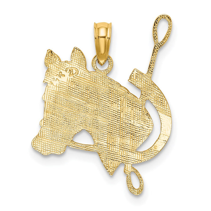 Million Charms 14K Yellow Gold Themed Textured & Flat Horse Head & Shoe Charm