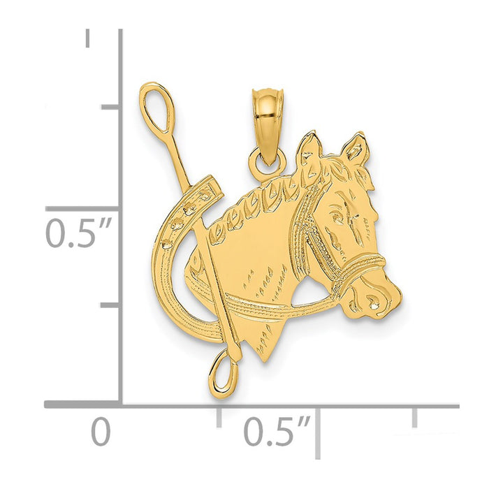 Million Charms 14K Yellow Gold Themed Textured & Flat Horse Head & Shoe Charm