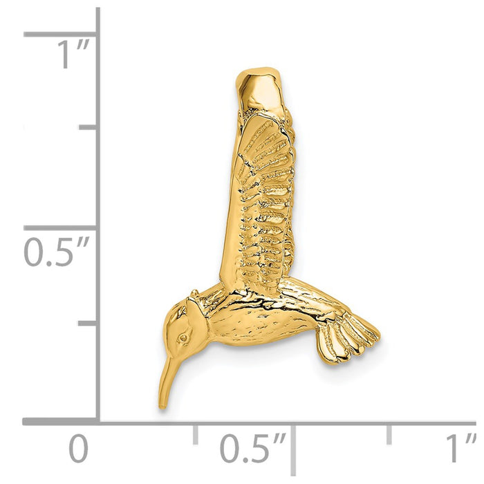Million Charms 14K Yellow Gold Themed 3-D Hummingbird Charm