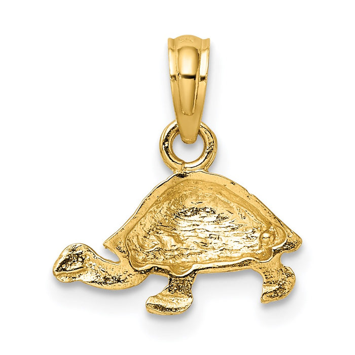 Million Charms 14K Yellow Gold Themed Polished & Engraved Mini Turtle Charm