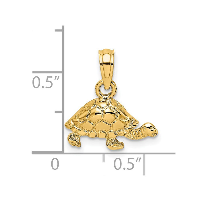 Million Charms 14K Yellow Gold Themed Polished & Engraved Mini Turtle Charm
