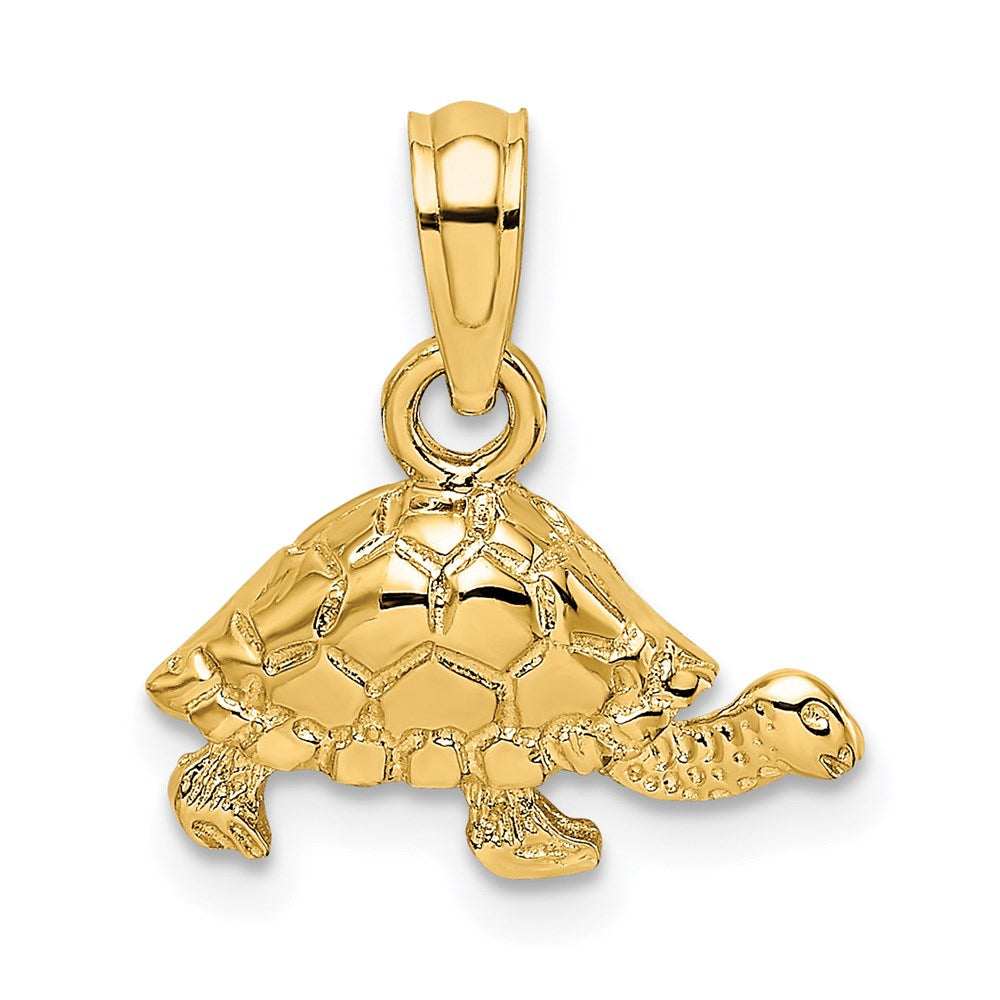 Million Charms 14K Yellow Gold Themed Polished & Engraved Mini Turtle Charm