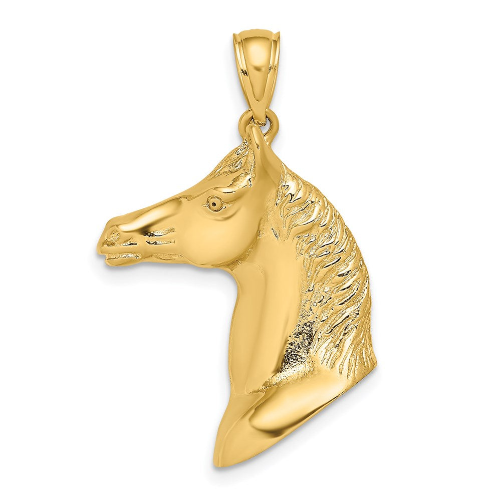 Million Charms 14K Yellow Gold Themed 3-D & Polished Horse Head Charm