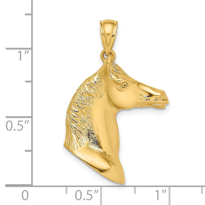 Million Charms 14K Yellow Gold Themed 3-D & Polished Horse Head Charm