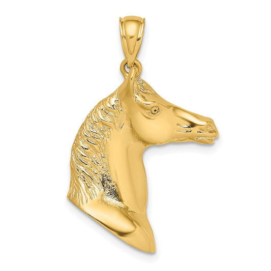Million Charms 14K Yellow Gold Themed 3-D & Polished Horse Head Charm