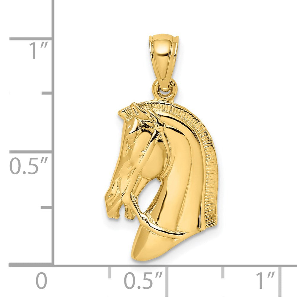 Million Charms 14K Yellow Gold Themed Horse Head Profile With Short Mane Charm