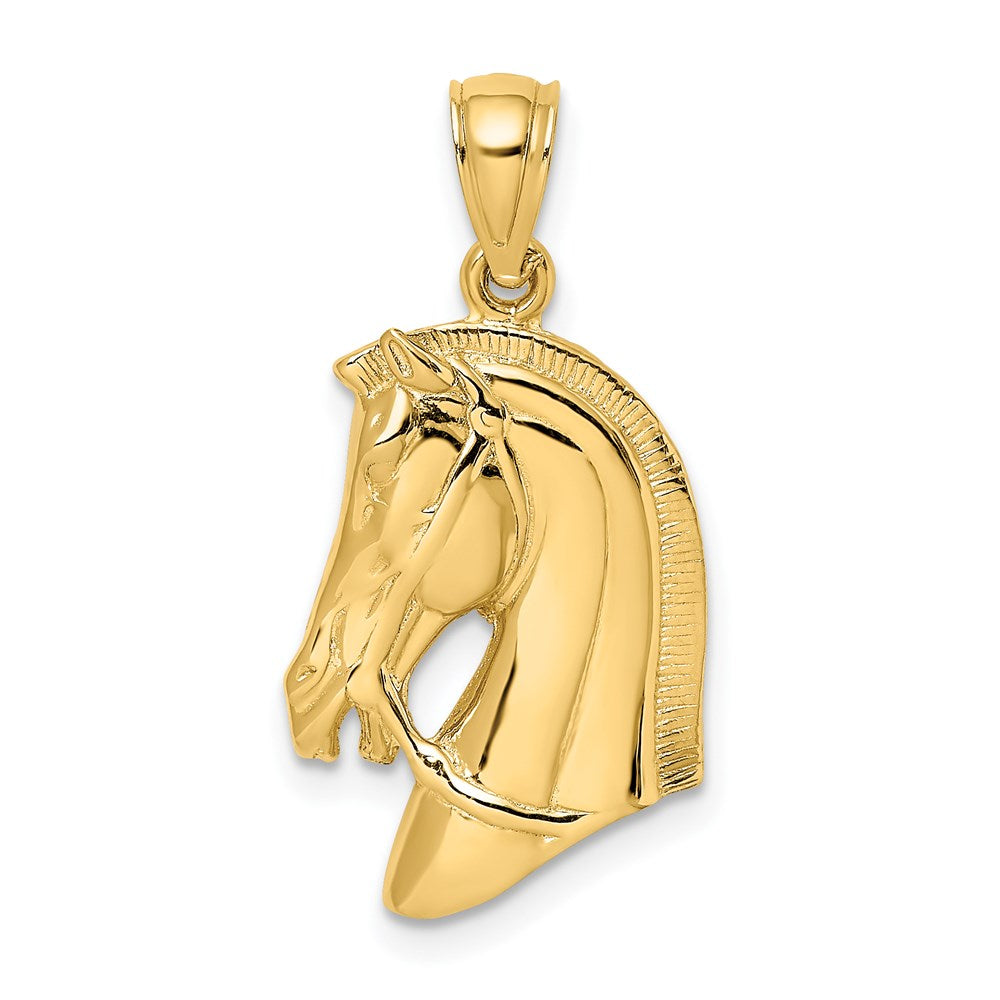 Million Charms 14K Yellow Gold Themed Horse Head Profile With Short Mane Charm